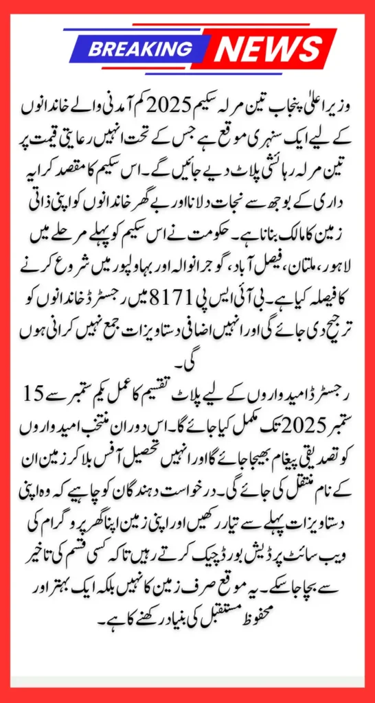 3 Marla Scheme Punjab 2025 Detailed For Registered People Know Plot Distribution Date 