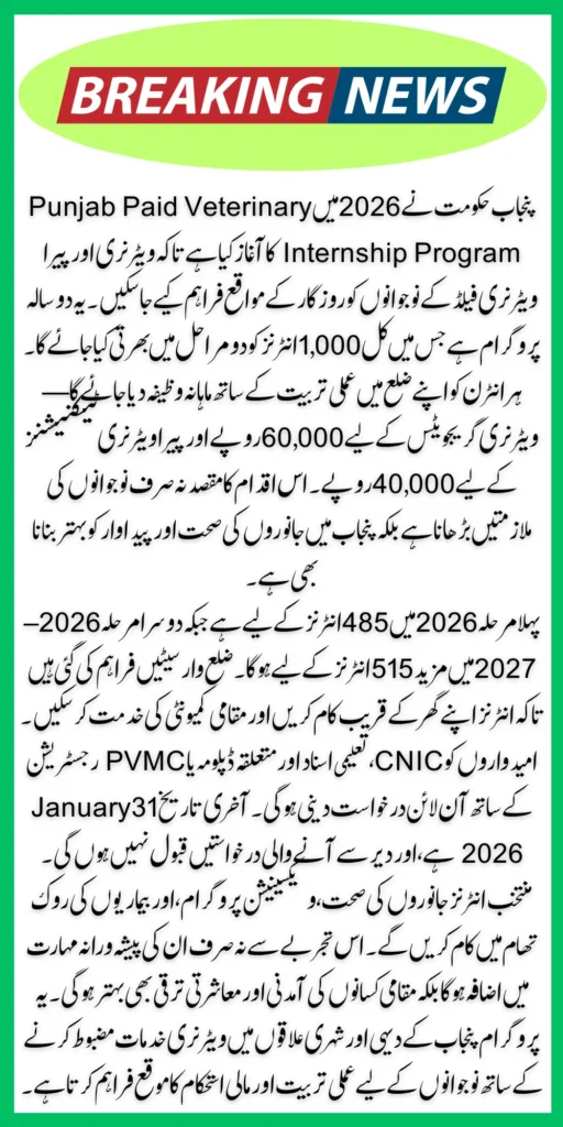 Punjab Paid Veterinary Internship Program 2026 Registration Started For Eligible Know Step-By-Step Guide