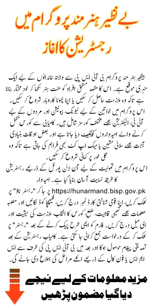 Benazir Hunarmand Program Registration Online Via Web Portal Know Step-By-Step Method 2025