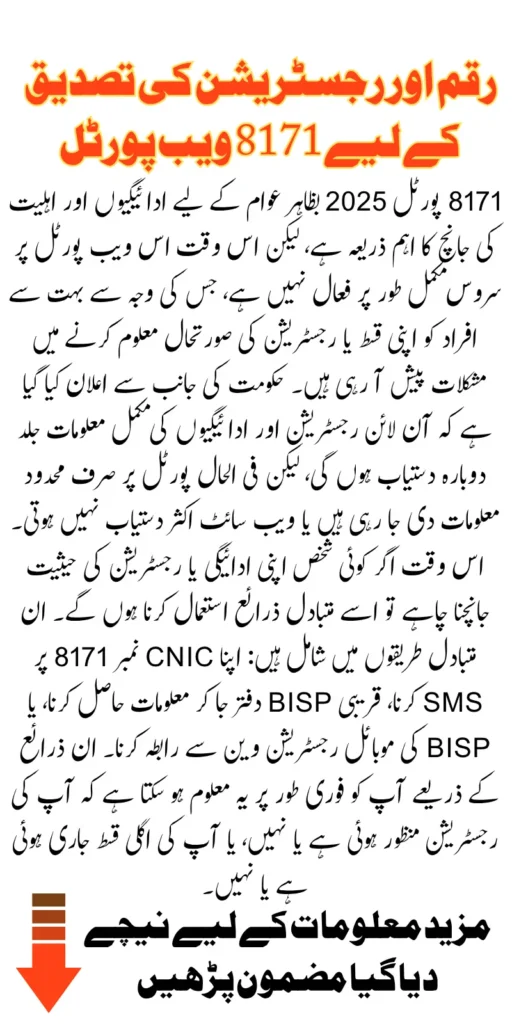 8171 Portal 2025 Complete Guide To Check BISP Payments And Apply For New Registration