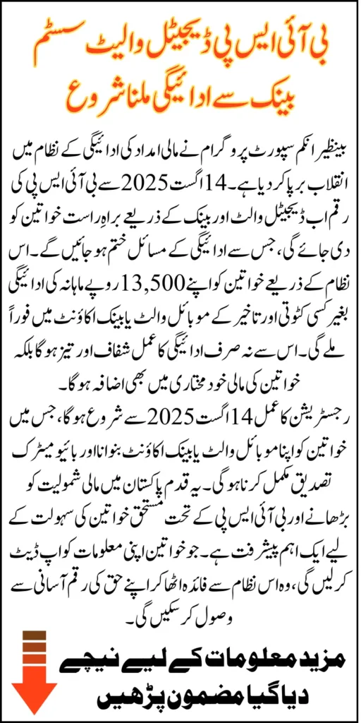 BISP Digital Wallet System Bank Payments Benefits and How To Use To Withdraw 13500
