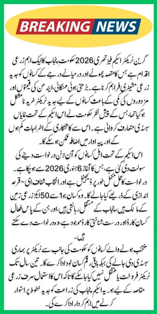 Green Tractor Scheme Phase 3 Online Application 2026 – Eligibility & Subsidy Guide