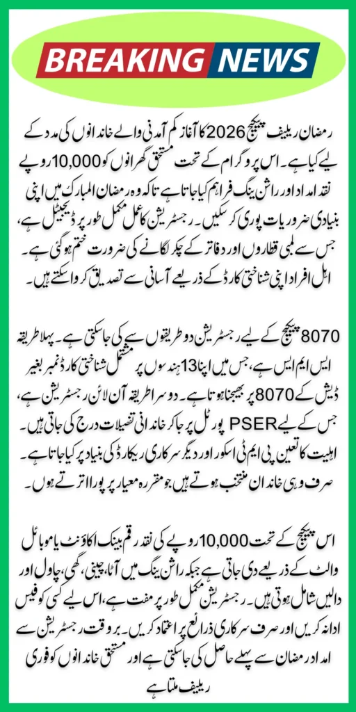 8070 Registration Online 2026 Cash 10000 & Rashan from Punjab Government