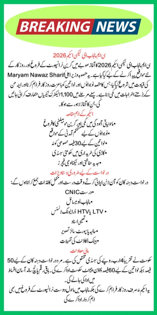 CM Punjab Launches E-Taxi Scheme 2026 Online Apply & List of Required Document